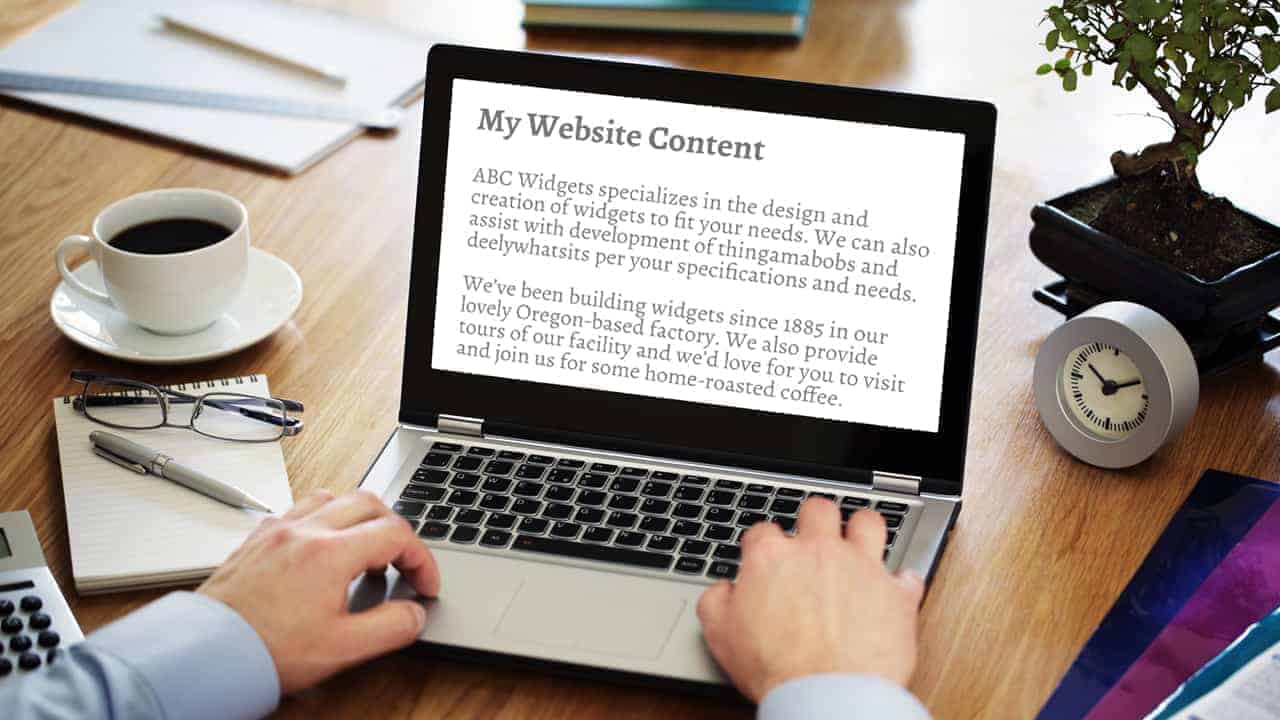 Person working on content copywriting on laptop